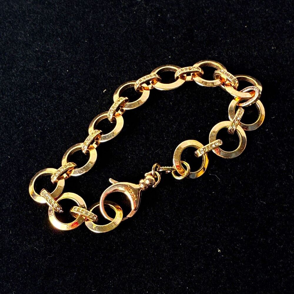 Fossil Gold Tone brass tone Oval Link Chain Bracelet w/ Lobster Clasp Metal